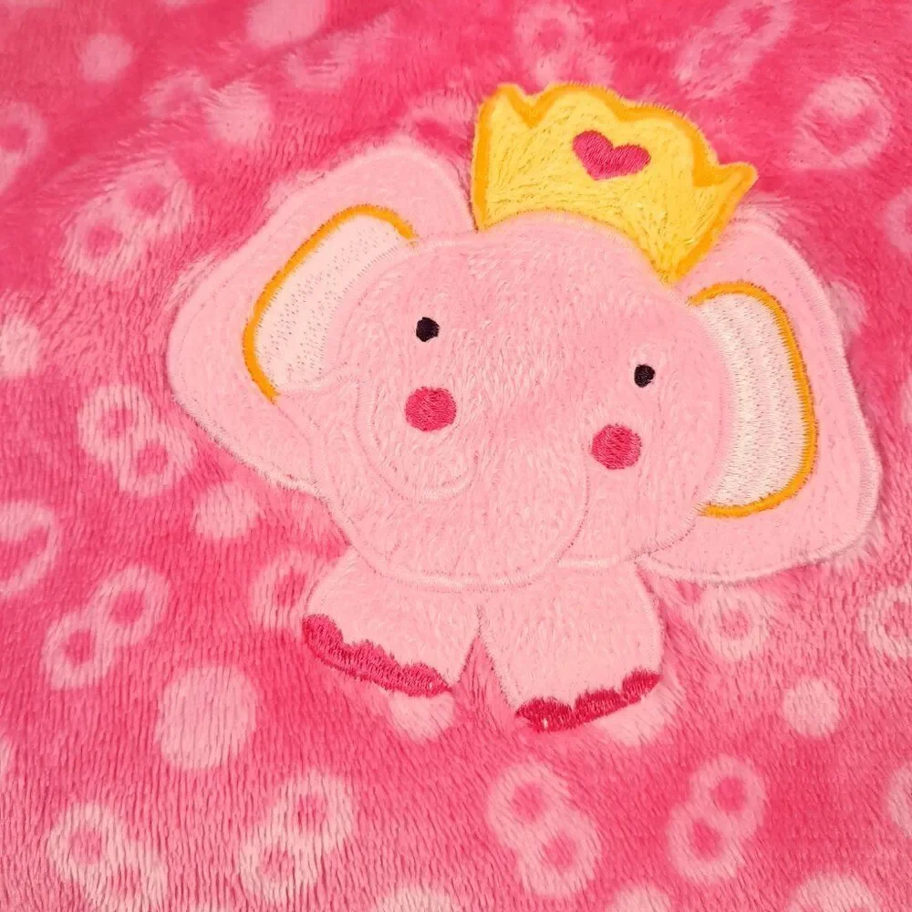 Le Bebe Favorite Elephant Blanket baby Security‎ Lovey Crown Pink princess queen